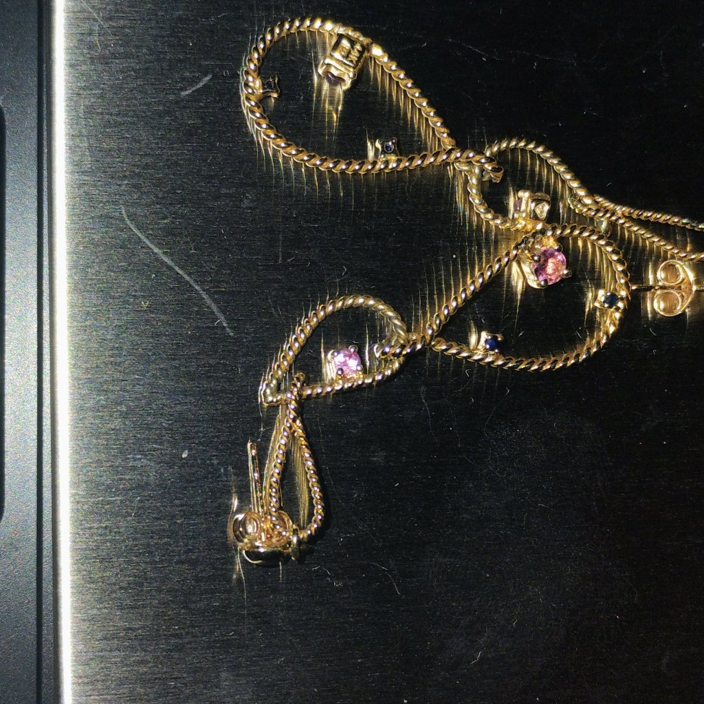 14k Solid Gold Dangling Earrings With Tourmaline And Sqpphires